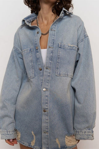 Oversized Distressed Denim Jacket