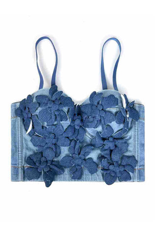Floral Applique Denim Tank Top