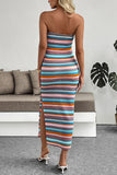 Striped Strapless Casual Dress