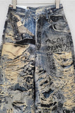 Distressed Straight-Leg Jeans