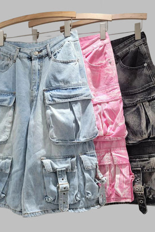 Cargo Pocket Denim Shorts