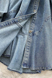 Buttoned Denim Dress with Belt