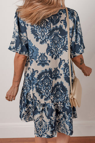 Floral Pattern Button-Front Casual Dress
