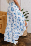 Ruffle Split Floral Maxi Skirt