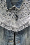 Embellished Lace Denim Jacket