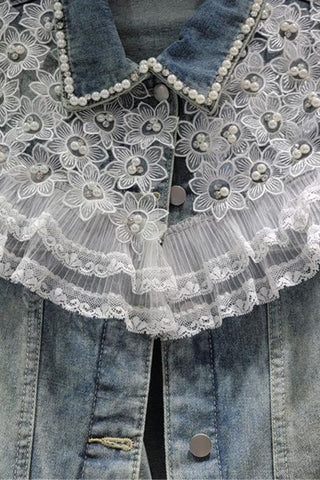 Embellished Lace Denim Jacket