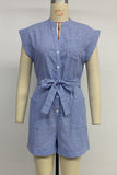 Button-Front Striped Romper