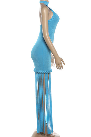 Fringe Hem Halter Dress