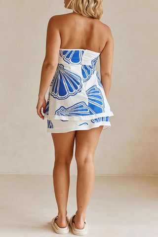 Seashell Print Strapless Casual Set