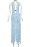 Halter Neck Ruffle Maxi Dress