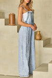 Exposed Seam Wide Leg Denim Overall
