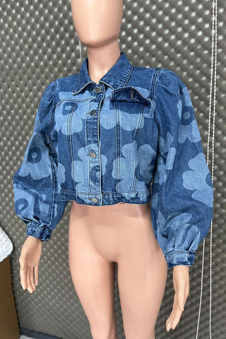 Floral Pattern Denim Jacket