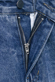 Straight Leg Jeans with Side Buttons