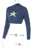 Star-Embellished Cropped Sweater