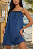 Floral Denim Swing Dress