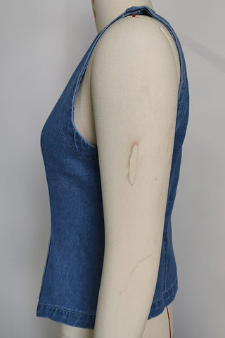 Button-Front Denim Vest
