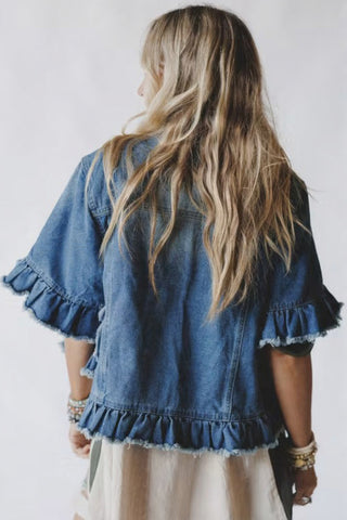 Frayed Hem Denim Jacket