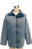 Quilted Zip-Front Denim Jacket