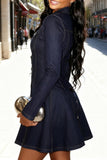 Button-Front Casual Denim Dress