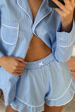 Striped Button-Up Short Set