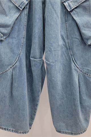 Cargo Wide Leg Denim Jeans