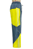 Colorblock Wide-Leg Denim Pants