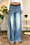 Asymmetrical Straight Denim Jeans