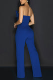 Strapless Button Wide-Leg Jumpsuit