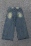 Studded Wide Leg Denim Jeans