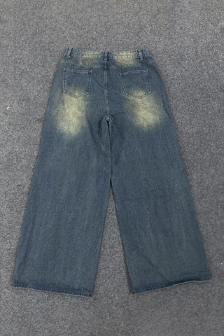 Studded Wide Leg Denim Jeans