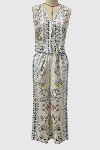 Floral Sleeveless Pants Set