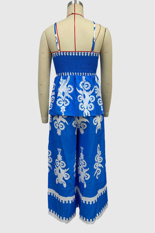 Boho Print Smocked Tank and Pants Set