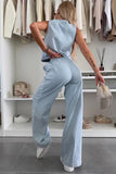 Tie-Front Sleeveless Pants Set