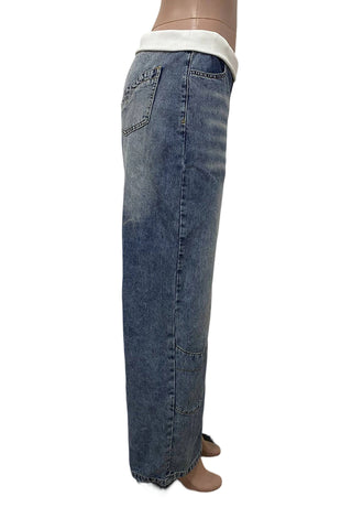 Relaxed Wide Leg Denim Jeans