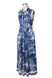 Printed Maxi Casual Dress with Side Slit