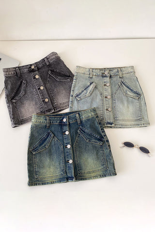 Button-Front Mini Skirt