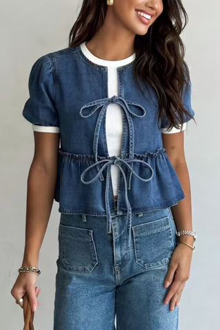 Tie-Front Peplum T-Shirt
