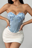 Floral Appliqué Corset Tank Top