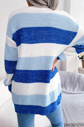 Striped Open-Front Cardigan