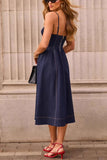 Spaghetti Strap Denim Midi Dress