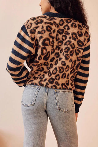 Leopard Print Button-Front Cardigan