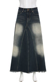 Flared Denim Skirt with Frayed Hem