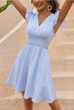 Flared V-Neck Casual Dress