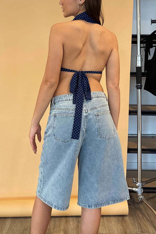 Polka Dot Halter Tank with Scarf Detail