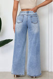 Wide-Leg Slit Denim Jeans