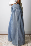 Striped Wide-Leg Denim Pants