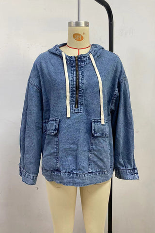 Oversized Pullover Denim Hoodie