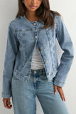 Button-Front Denim Jacket
