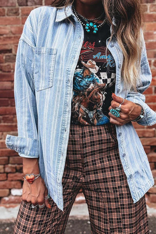 Stripe Boyfriend Chest Pocket Shacket