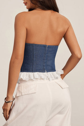 Lace-Up Denim Corset Tank